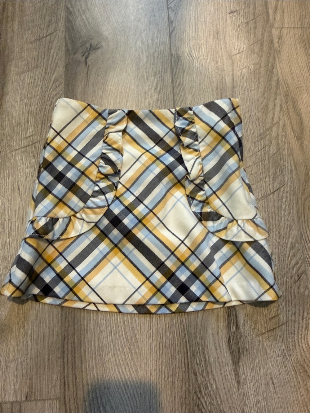 Janie and Jack Yellow and Blue Plaid Ruffle Skirt